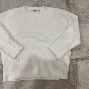 ANRABESS Ivory Textured Knit Crewneck Sweater – S